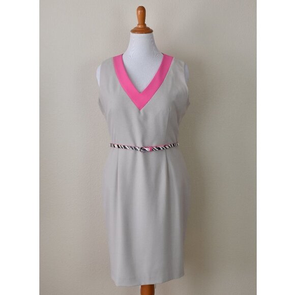Cavin Klein Zebra Belted Color Block Dress - Picture 1 of 7